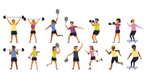 cartoon person exercising|people doing physical activity cartoon.